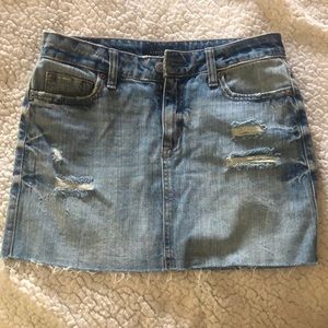 Distressed jean skirt